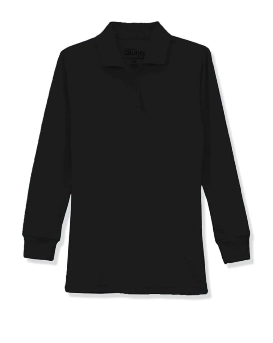 Long Sleeve Pique Polo Shirt - Girls-
