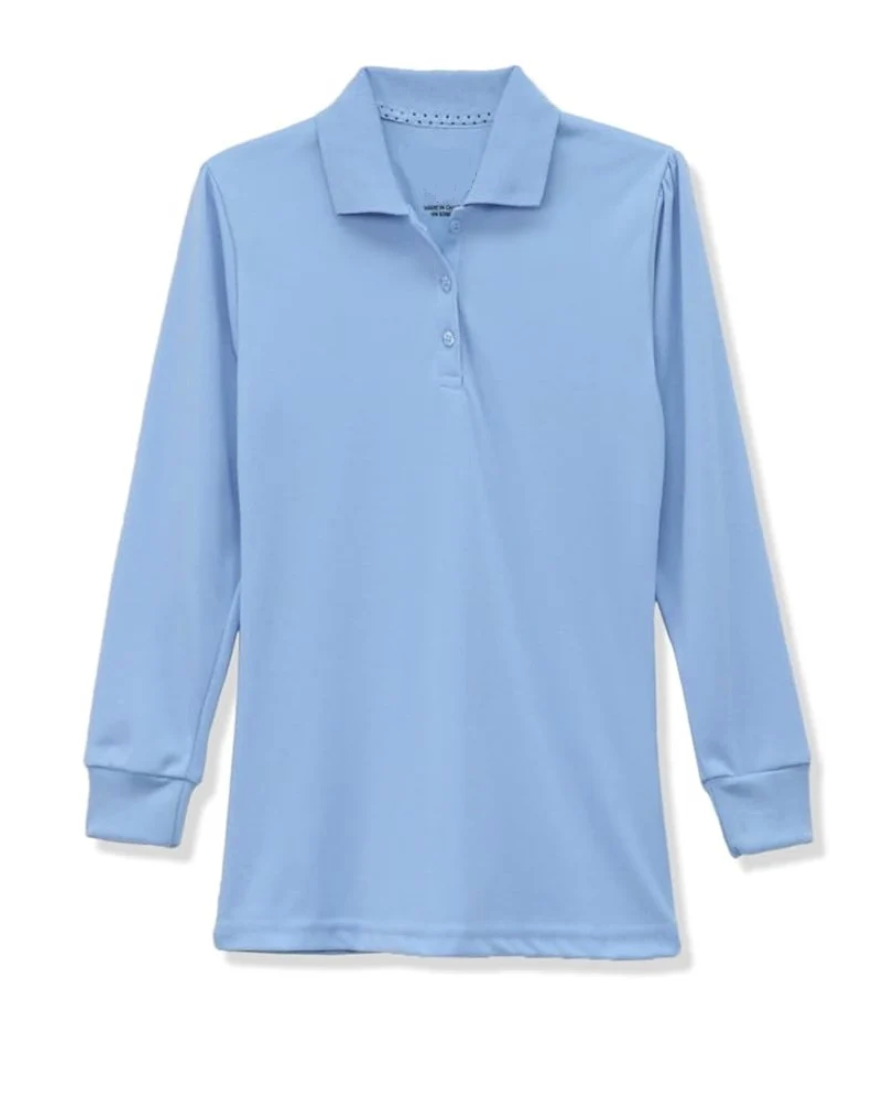 Long Sleeve Pique Polo Shirt - Girls-