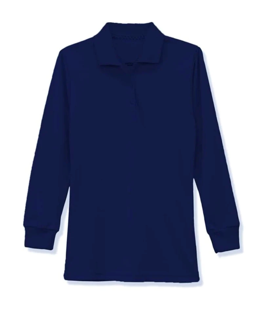 Long Sleeve Pique Polo Shirt - Girls-