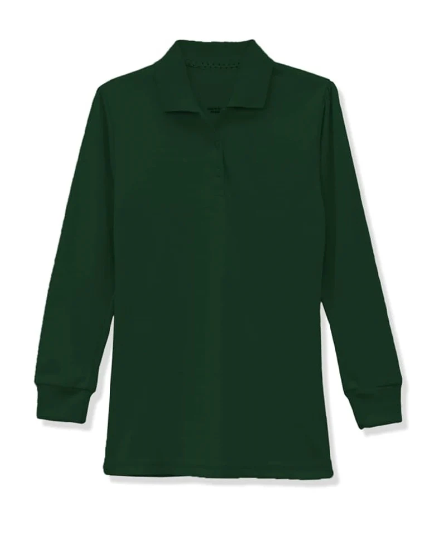 Long Sleeve Pique Polo Shirt - Girls-