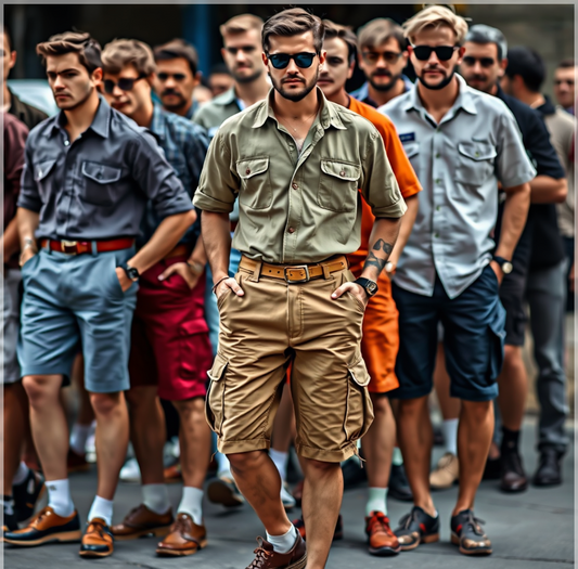Men's Vintage Belted Cargo Shorts –