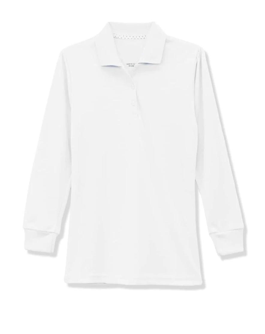 Long Sleeve Pique Polo Shirt - Girls-